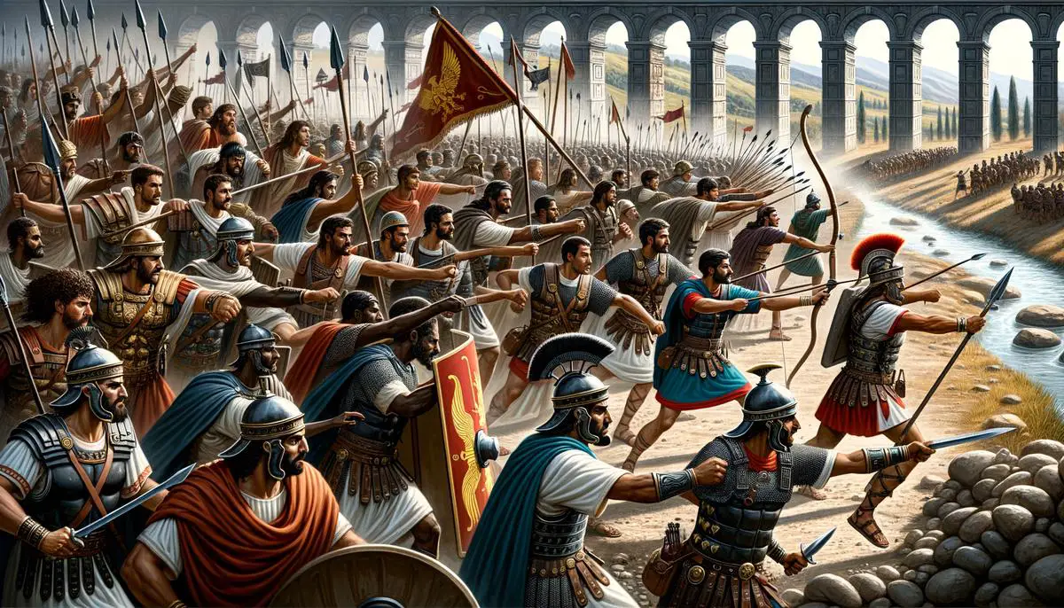 Illustration of Roman military formations in battle