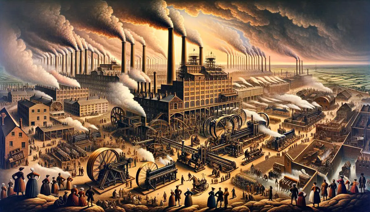Image of the Industrial Revolution, showcasing the advancement in technology and industrial growth during the late 18th and 19th centuries